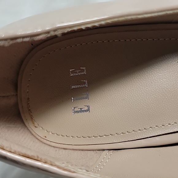 ELLE women's Nude Patent Leather Vegan smStiletto High Heel Shoes 8 1/2 M - Picture 8 of 10